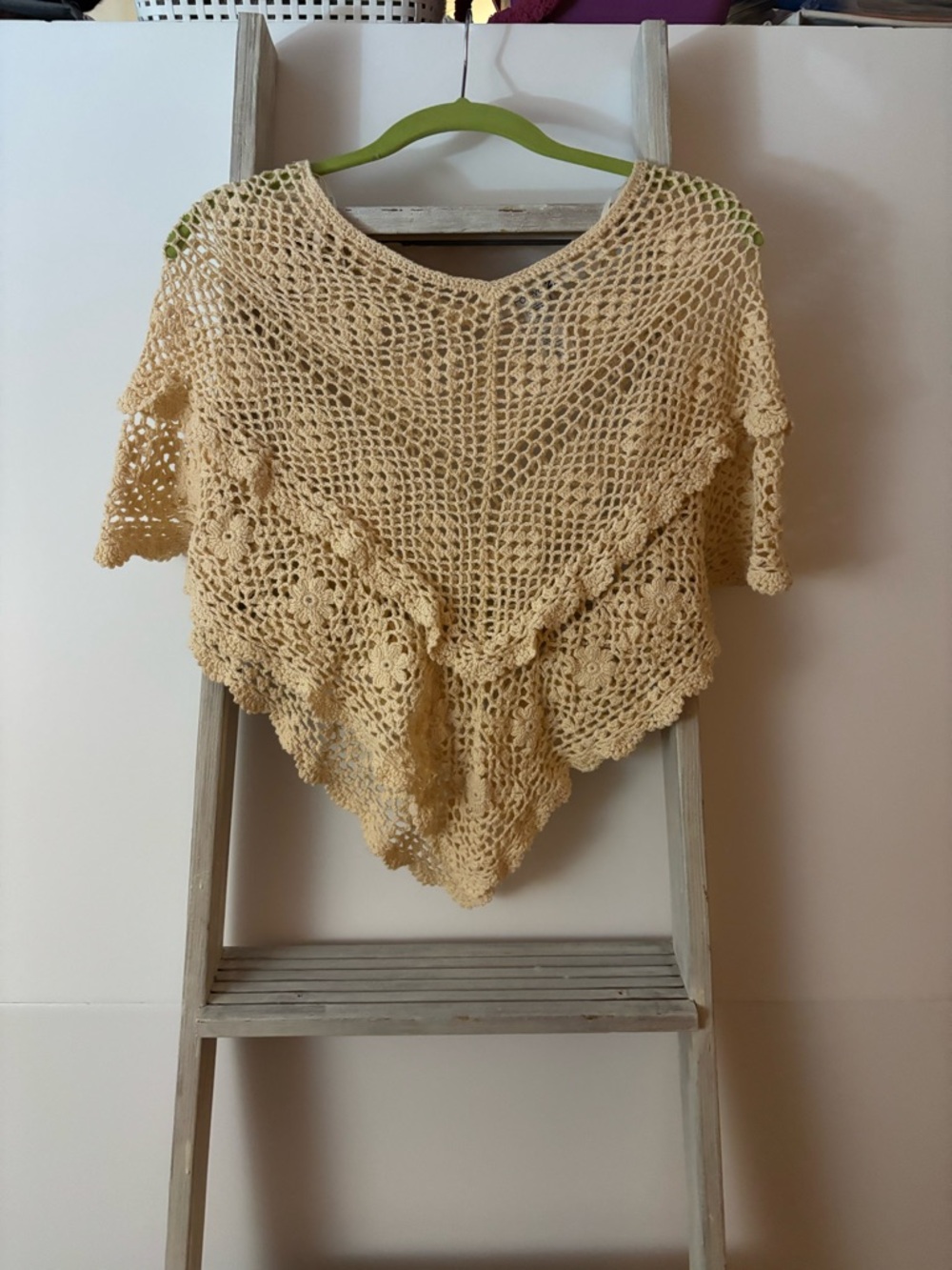 Crochet Poncho Sweater - Cream, Romantic, Vintage Inspired, fairy